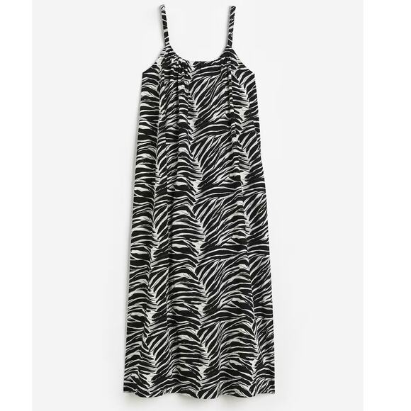 H&M Patterned Sleeveless Oversized Jersey Midi Dress Women's Large Black/White - Picture 1 of 9